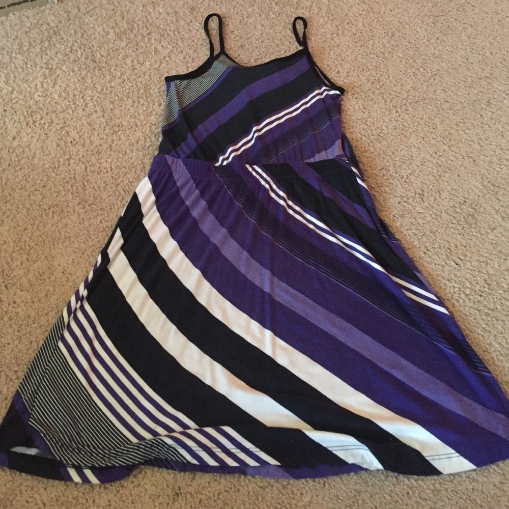 Lush Purple and Black Stripes and Bow Dress L - Picture 4 of 4